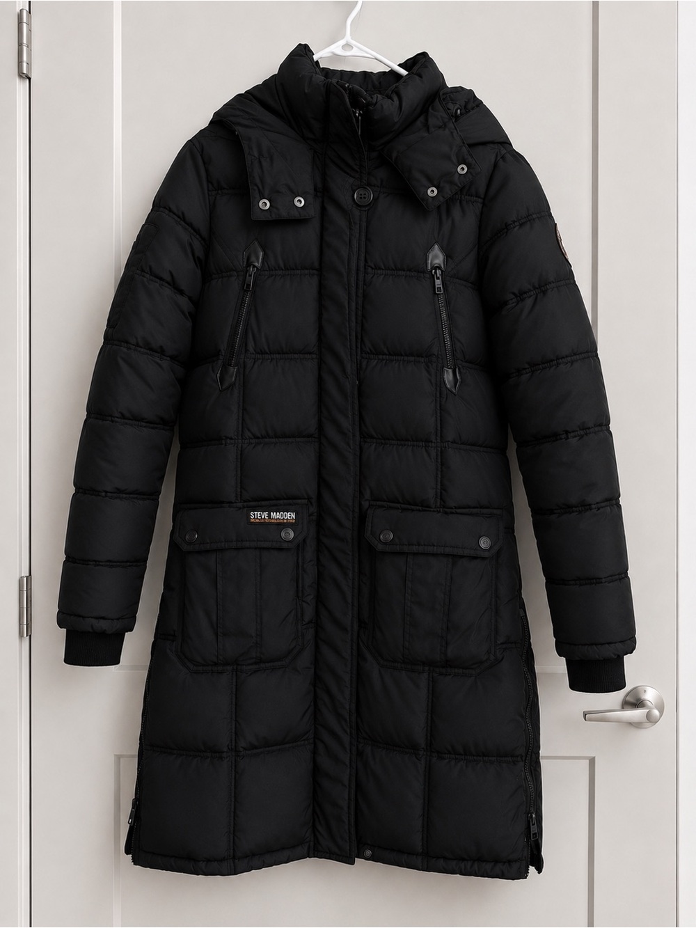 Steve Madden Black Quilted Long Puffer Coat